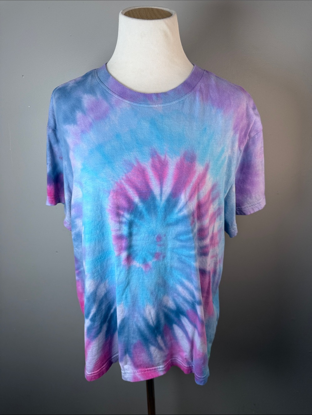 Tie-Dye Spiral Tee in Blue, Purple & Pink